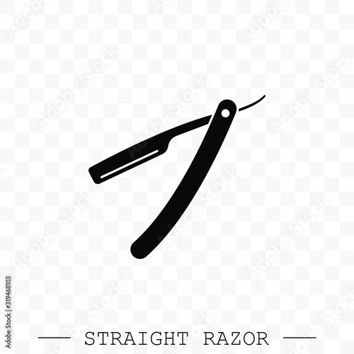 straight razor vetor icon. old razor blade black