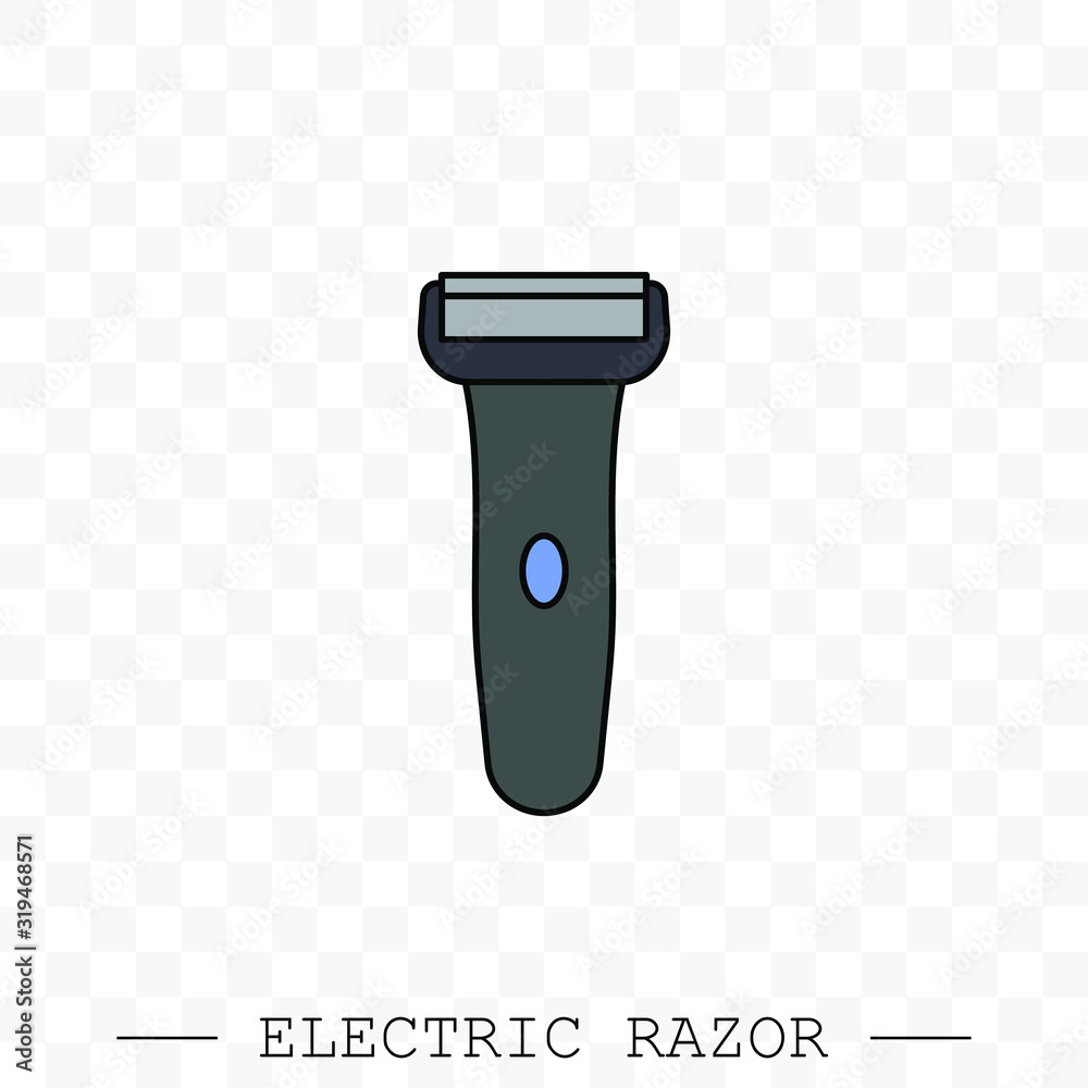 Electric razor vector icon. electric shaving machine symbol. Rotary shaver, mesh razor color Electric razor vector icon. electric shaving machine symbol. Rotary shaver, mesh razor color