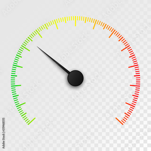 Colorful Car speedometer isolated on transparent background.