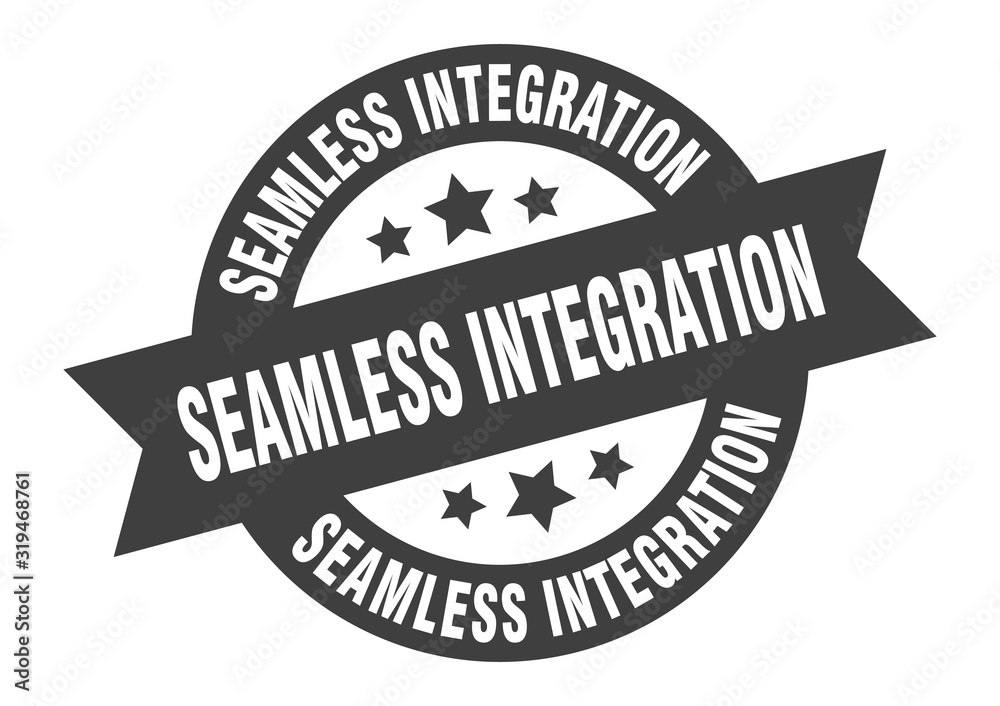 Fototapeta premium seamless integration sign. seamless integration round ribbon sticker. seamless integration tag