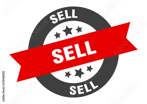 sell sign. sell round ribbon sticker. sell tag