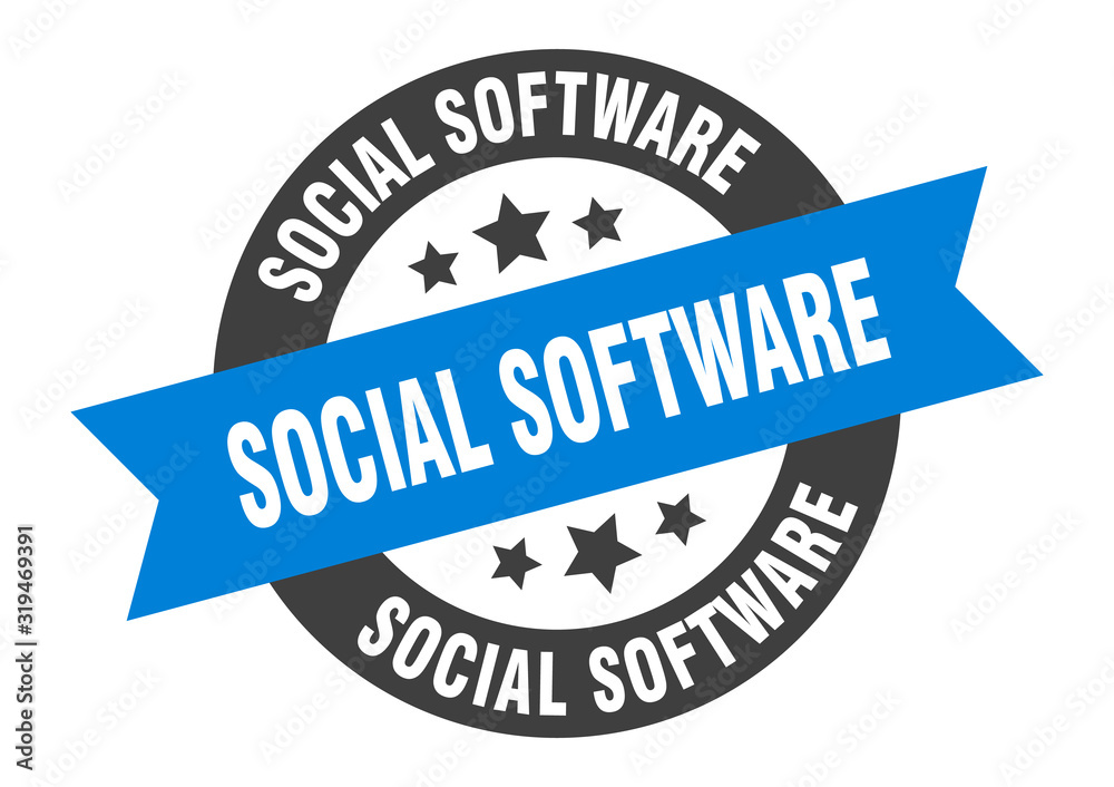 Fototapeta premium social software sign. social software round ribbon sticker. social software tag