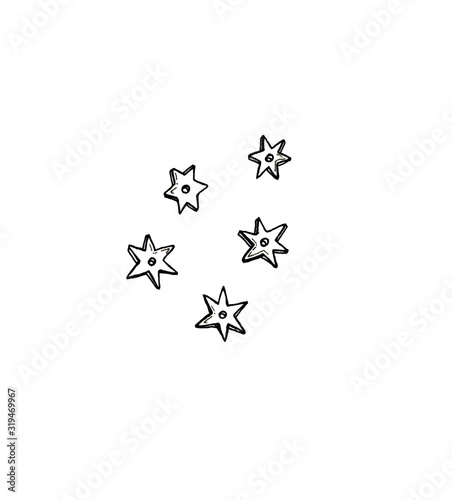 Hand drawn sketch illustration of Pasta Stelline isolated on white