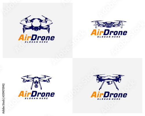 Set of Drone logo design template. Photography drone icon vector. Creative design. Illustration