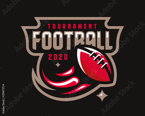 American football  logo design. Rugby emblem tournament template editable for your design.