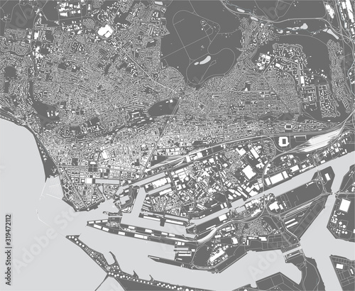 map of the city of Le Havre, Seine-Maritime, Normandy, France