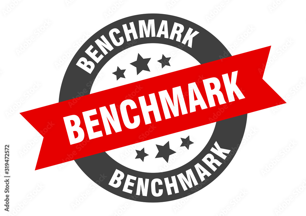 Fototapeta premium benchmark sign. benchmark round ribbon sticker. benchmark tag