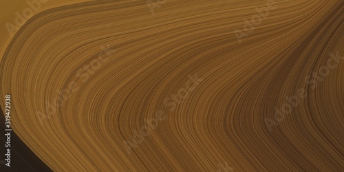 artistic flowing art with modern waves background design with brown, very dark green and sienna color