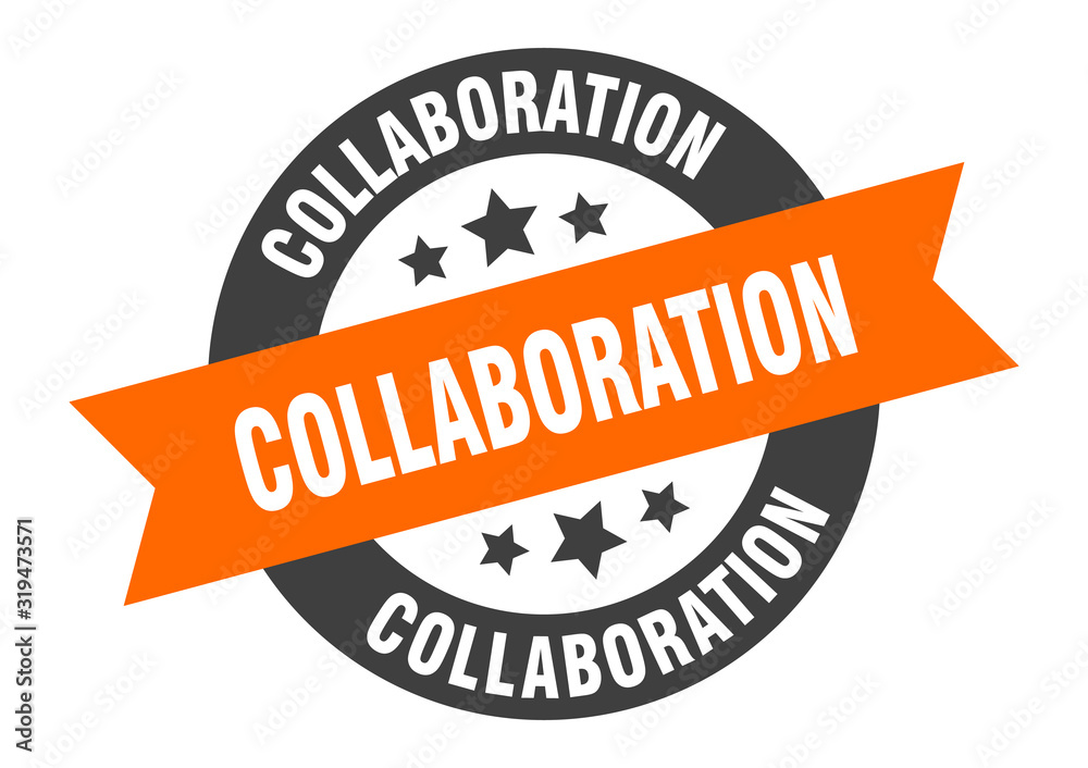 Fototapeta premium collaboration sign. collaboration round ribbon sticker. collaboration tag