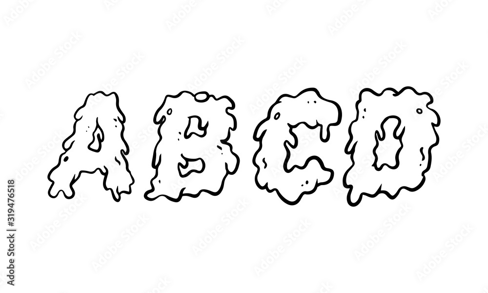 melting alphabet illustration, grime art text effect for design, hand drawn vector font with isolated background melting alphabet illustration, grime art text effect for design, hand drawn vector font with isolated background