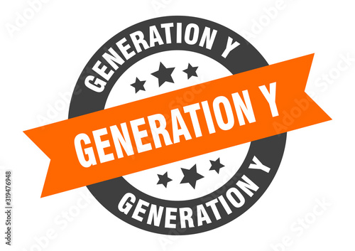 generation y sign. generation y round ribbon sticker. generation y tag