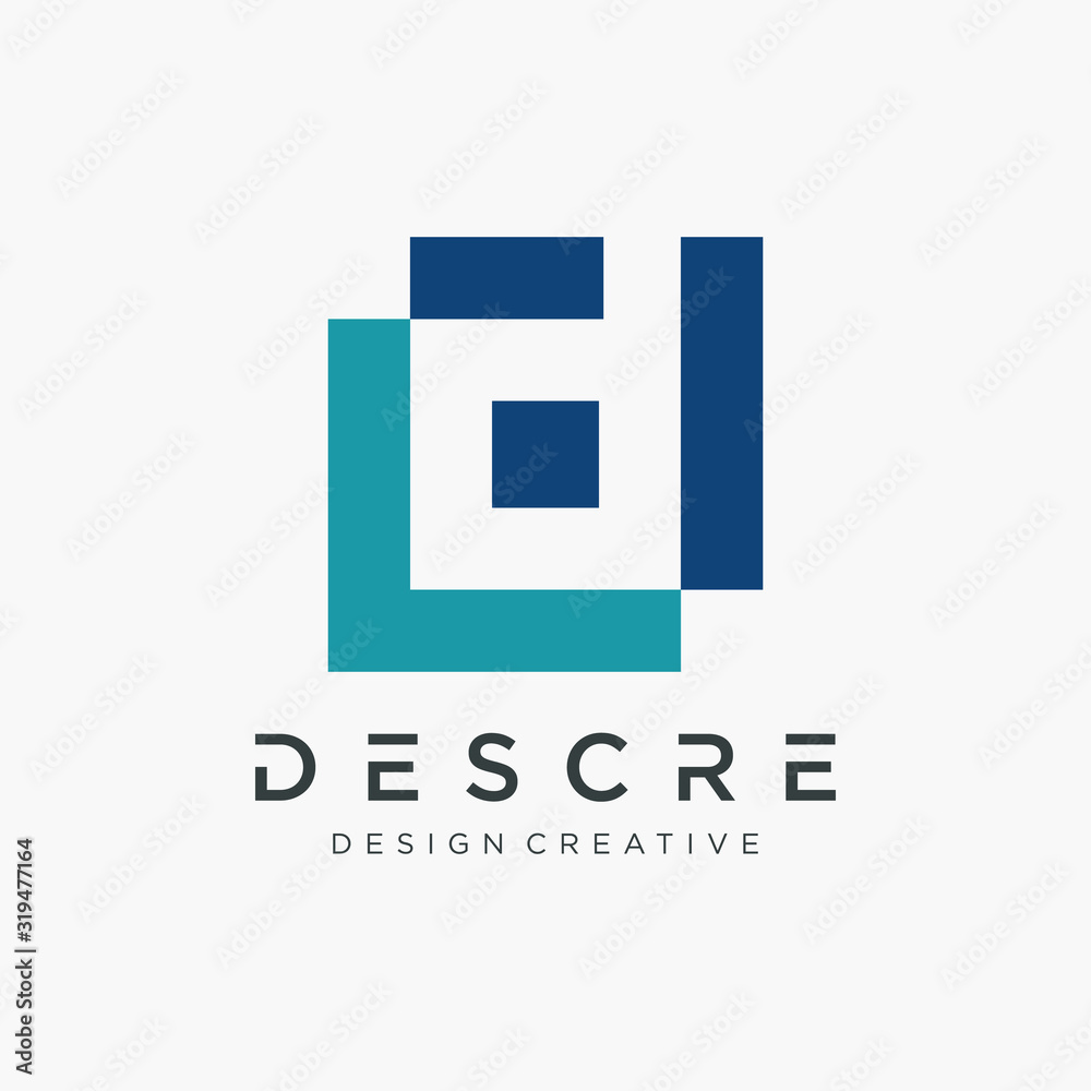 Monogram Letter D negative space logo design with Pixel concept. initial B Abstract with Pixel Square Art Minimalist Logo. digital technology concept. - vector Monogram Letter D negative space logo design with Pixel concept. initial B Abstract with Pixel Square Art Minimalist Logo. digital technology concept. - vector