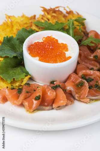 Plate with potato pancakes ...