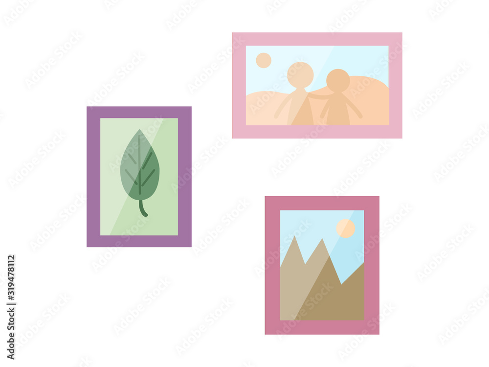 Set of photo frame in flat style isolated on white background. Old photo card icon. Set of photo frame in flat style isolated on white background. Old photo card icon.