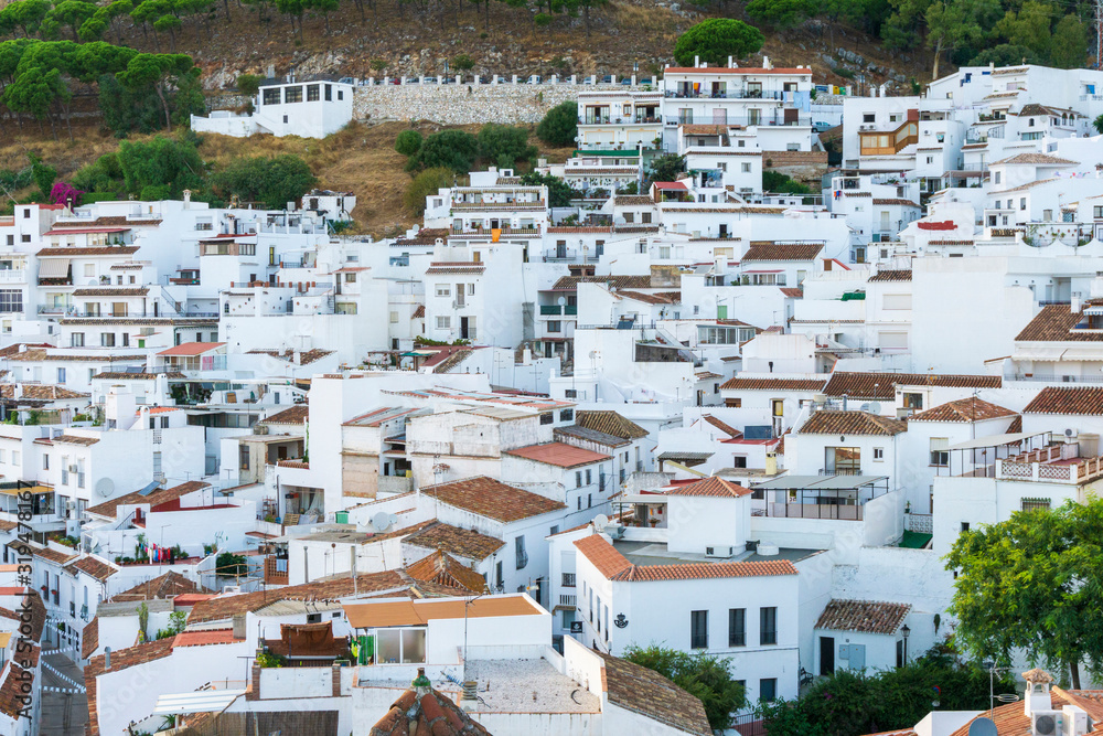 Typical white town in Andalusia. Mijas. Costa del Sol.