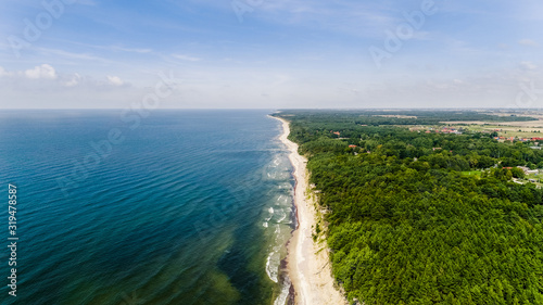 Canvas Print Baltic sea in Klaipeda city in the summer time from the drone perspective