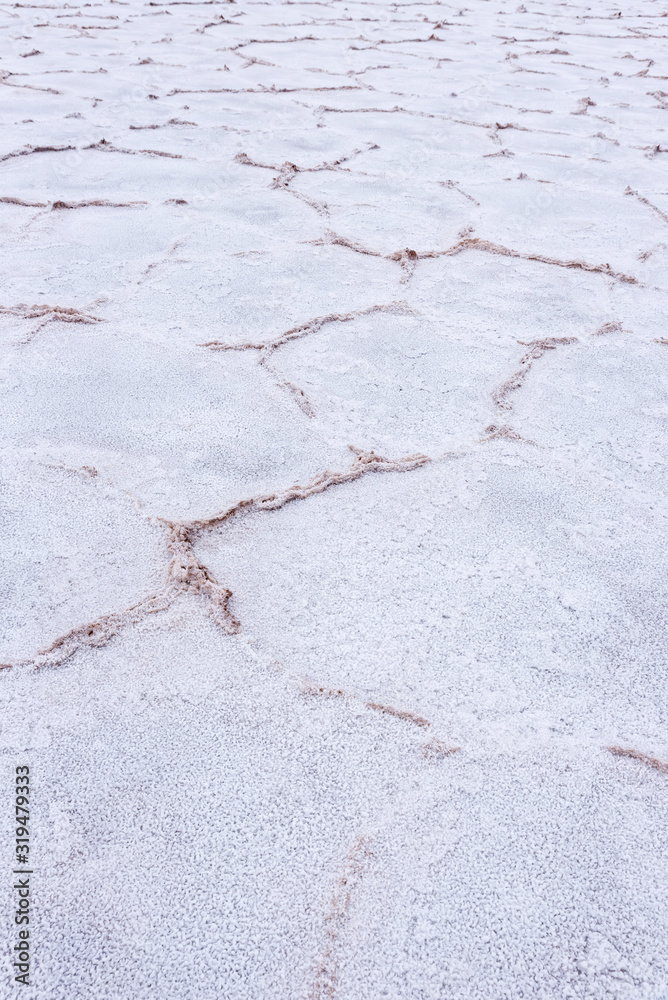 Fototapeta premium Detail of a salt flat soil in Salta, Argentina