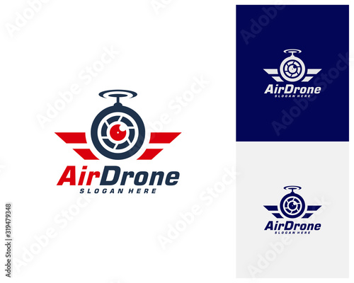 Drone logo design template. Photography drone icon vector. Creative design. Illustration