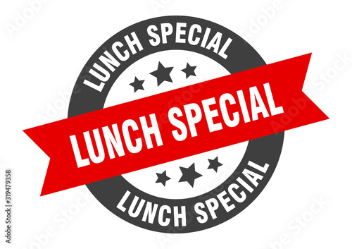 lunch special sign. lunch special round ribbon sticker. lunch special tag