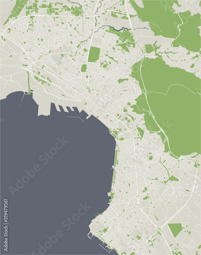 map of the city of Thessaloniki, Greece