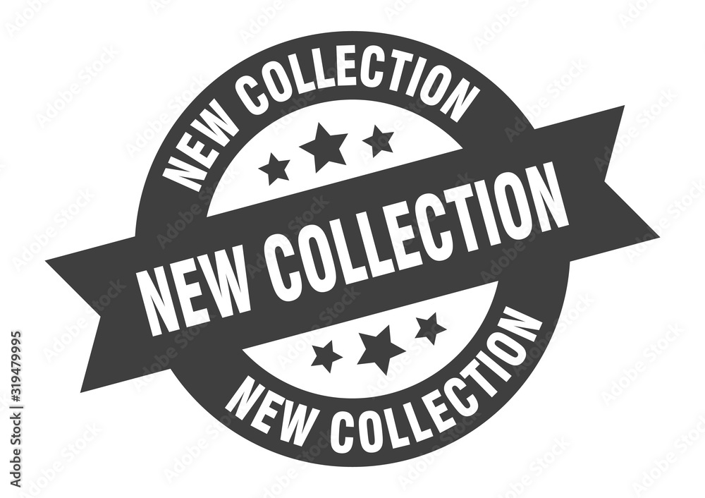 new collection sign. new collection round ribbon sticker. new collection tag