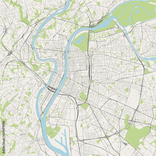 map of the city of Lyon  France