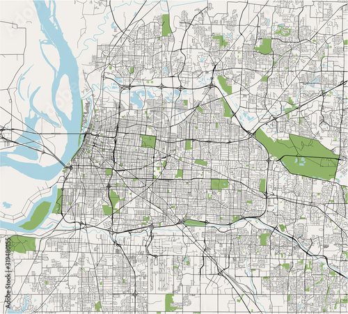 map of the city of Memphis , Mississippi, USA