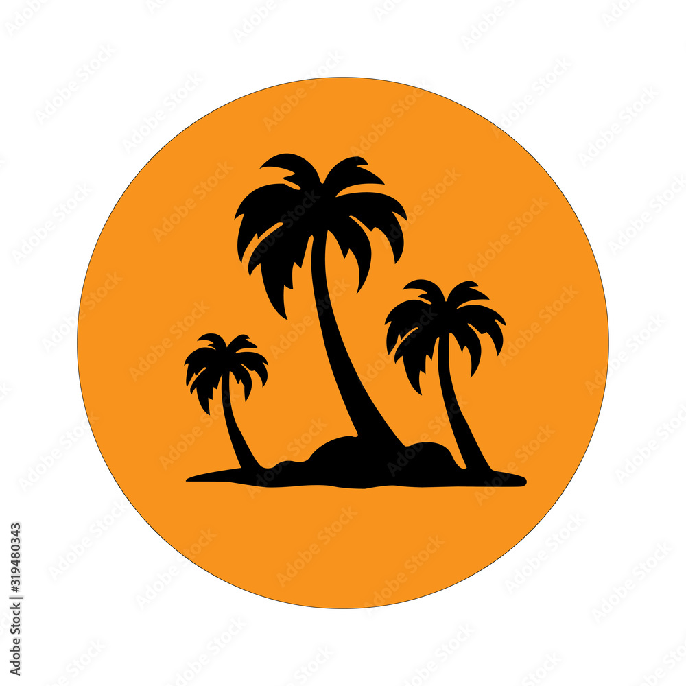 alm tree icon vector. Holiday  vacation traveling sunset and sunrise