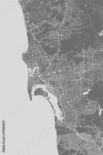 map of the city of San Diego, California, USA