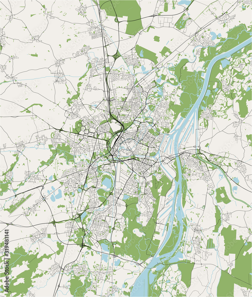 Obraz premium map of the city of Strasbourg, France