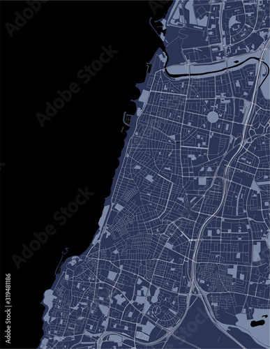 Canvas Print map of the city of Tel Aviv, Yafo,Jaffa, Israel