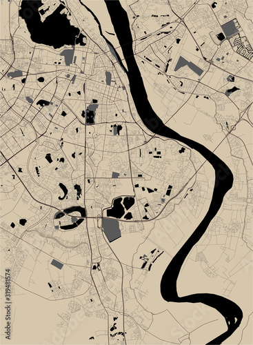 Canvas Print map of the city of Hanoi, Vietnam
