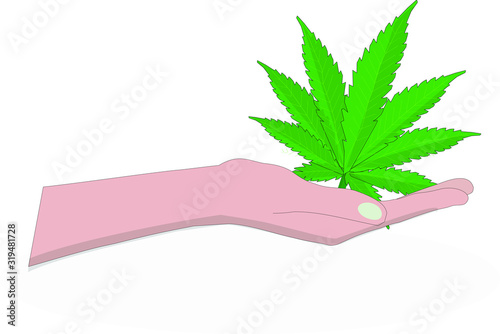 Hand gives hemp - symbolizes suggestion help medical hemp