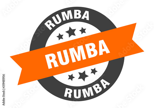 rumba sign. rumba round ribbon sticker. rumba tag