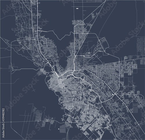 map of the city of El Paso, Texas, USA