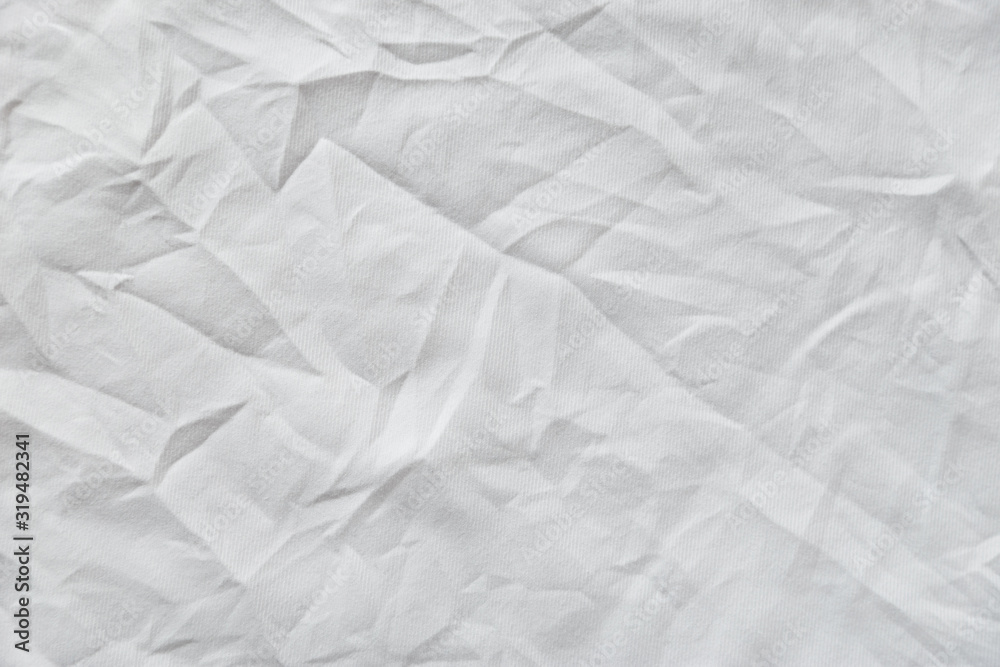 White wrinkled canvas cloth texture background