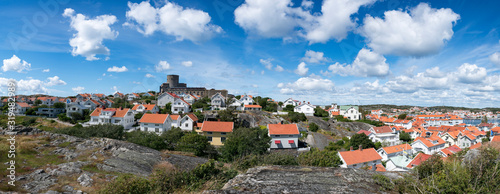 Marstrand Island Wide Angle view - Popular summer destination along the Swedish west coast - Carlstens Castle and village. photo