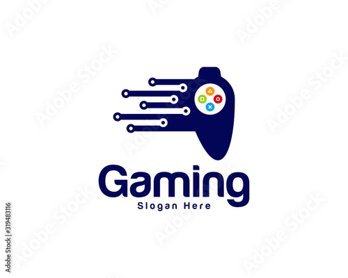 Game logo template vector. Joystick design Icon. Stylized joystick buttons. Creative design. Illustration