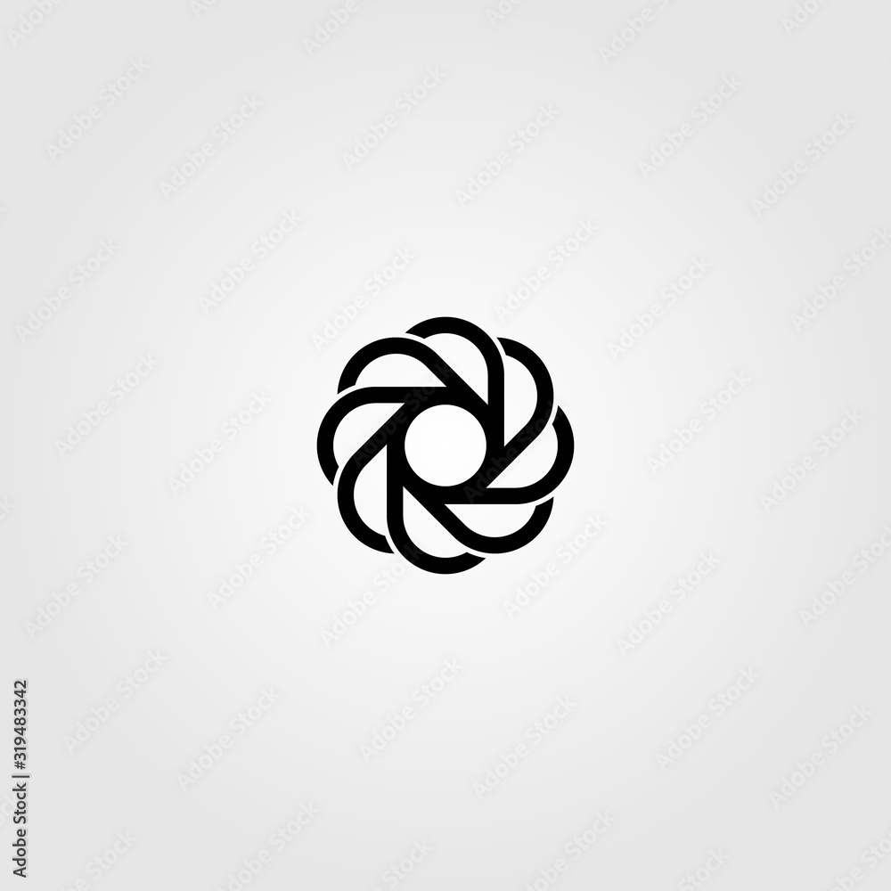 abstract circle grinding monoline logo minimalist line art vector illustration