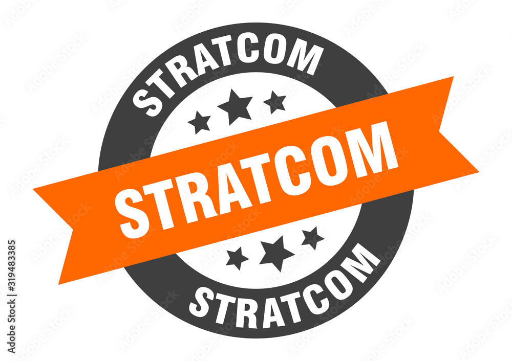 Fototapeta premium stratcom sign. stratcom round ribbon sticker. stratcom tag