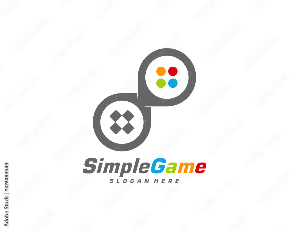 Game logo template vector. Joystick design Icon. Stylized joystick buttons. Creative design. Illustration Game logo template vector. Joystick design Icon. Stylized joystick buttons. Creative design. Illustration