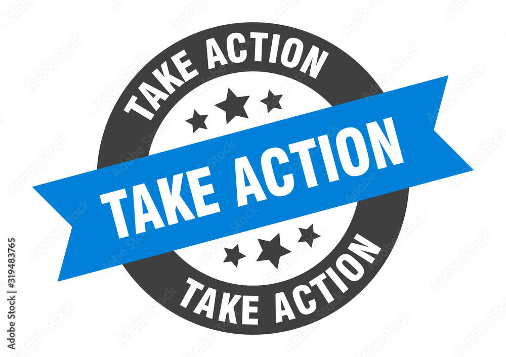 Fototapeta premium take action sign. take action round ribbon sticker. take action tag