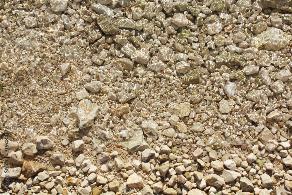 Stones nature background. Stones under water in Adriatic Sea.