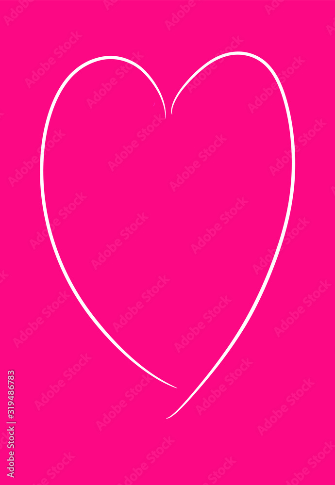 Vector heart hand drawn. Pink background