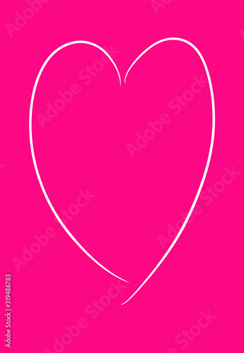 Vector heart hand drawn. Pink background