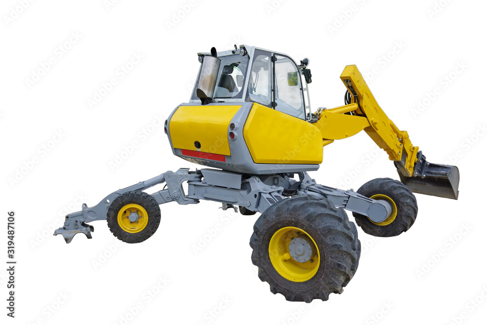 Small yellow excavator