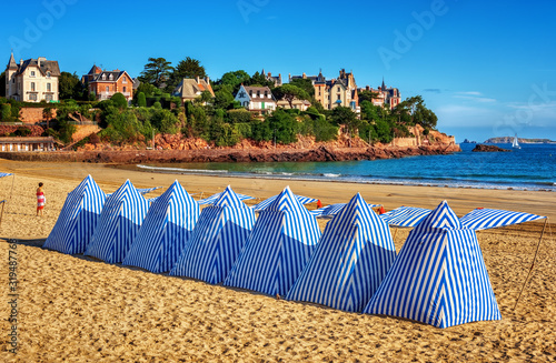 Beach tents in Dinard, Brittany, France