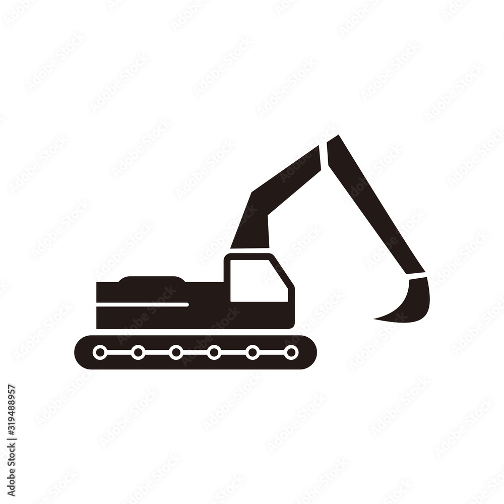 Construction excavator vector icon illustration sign Construction excavator vector icon illustration sign