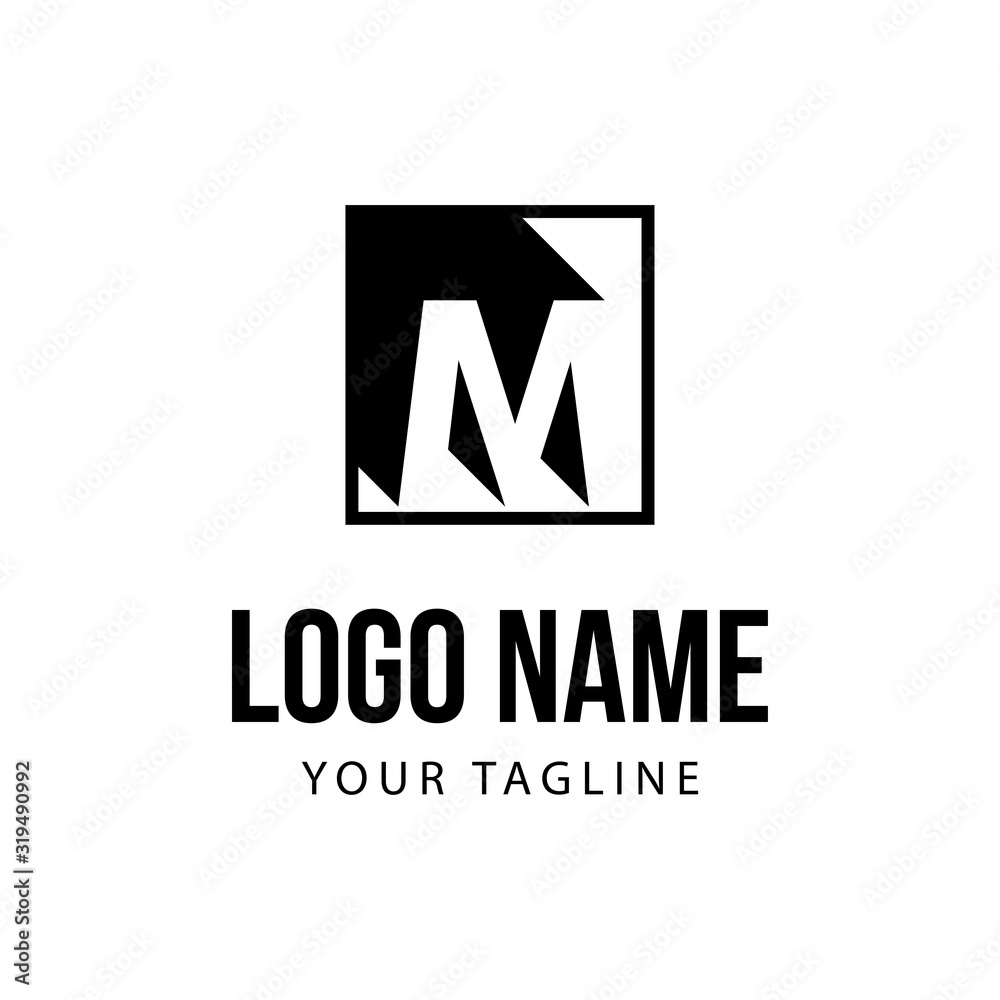 M initial letter long shadow logo M initial letter long shadow logo