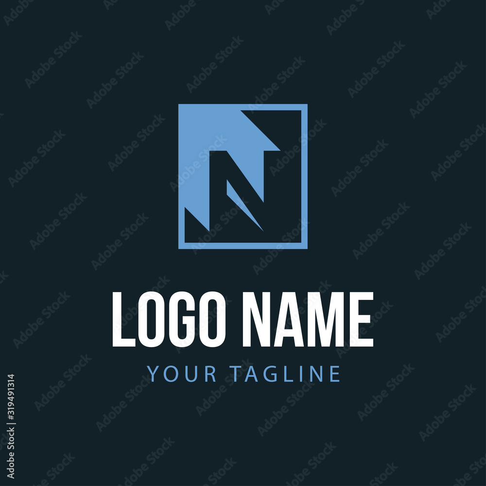 N initial letter long shadow logo N initial letter long shadow logo